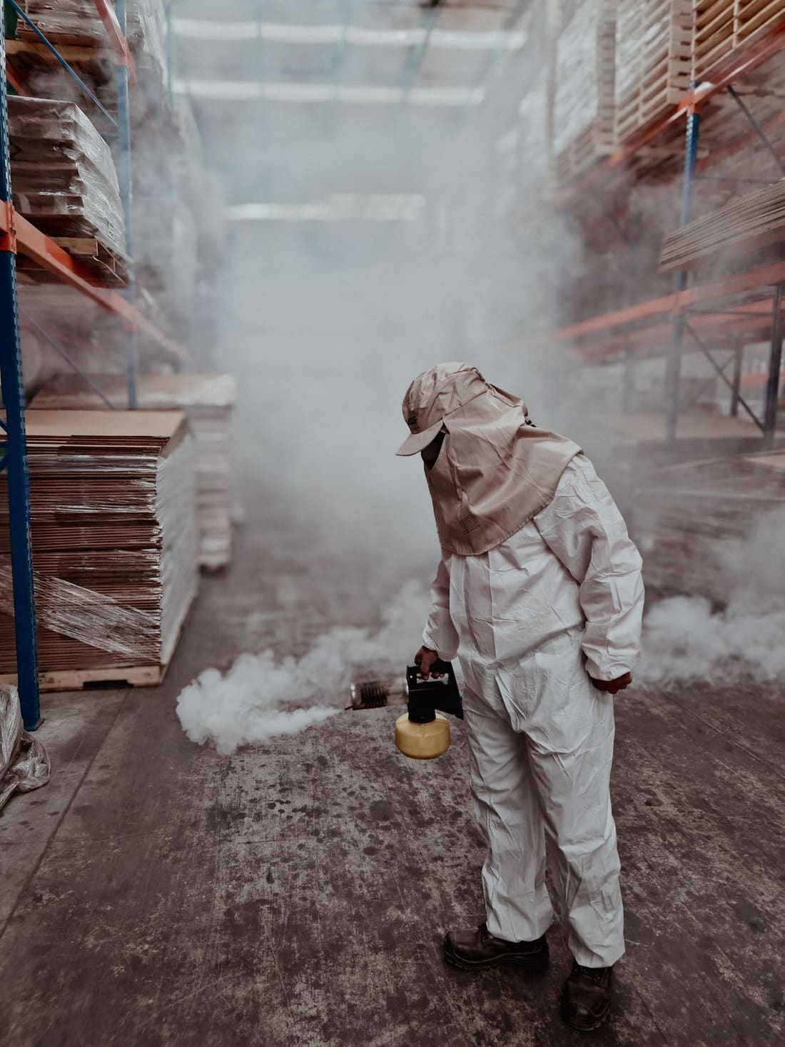 Fumigation treatment in progress